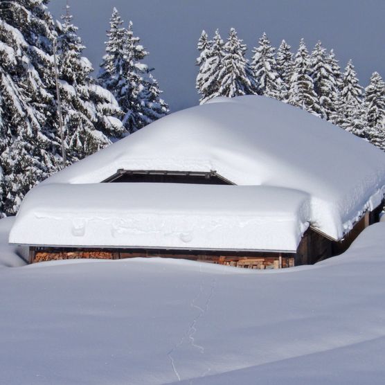 Foto Tief verschneite Alphütte - zum Foto