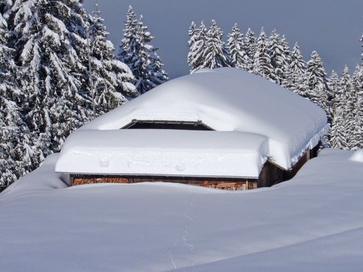 Foto Tief verschneite Alphütte - zum Foto