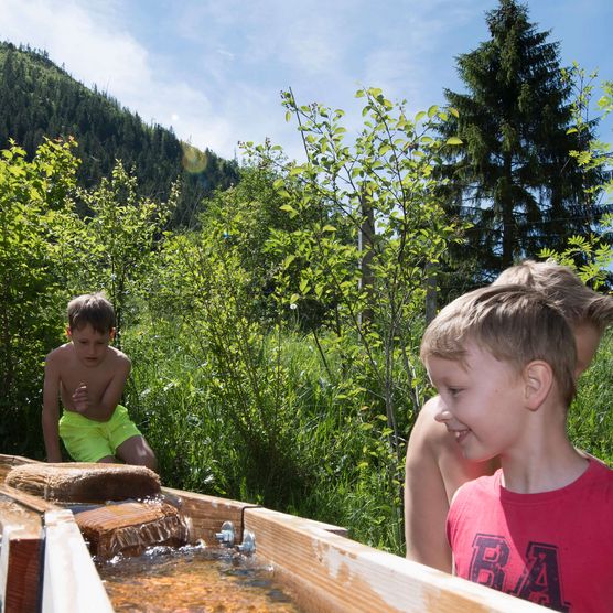 Picture along a wooden channel - to the picture