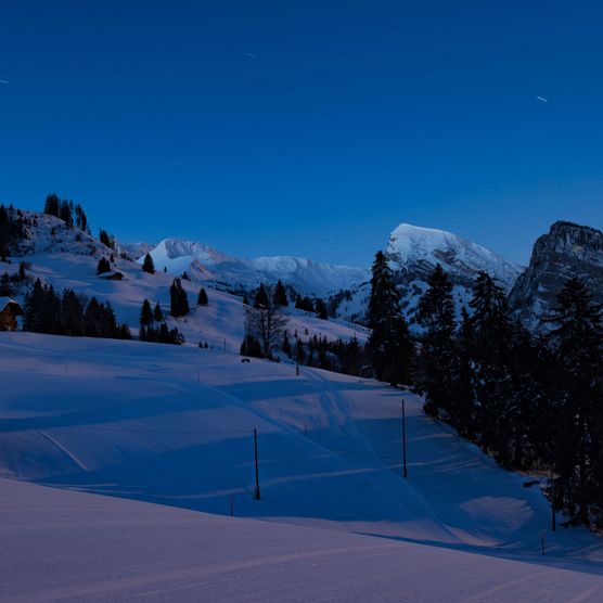 Foto Nachtaufnahme Winterlandschaft auf Springenboden - zum Foto